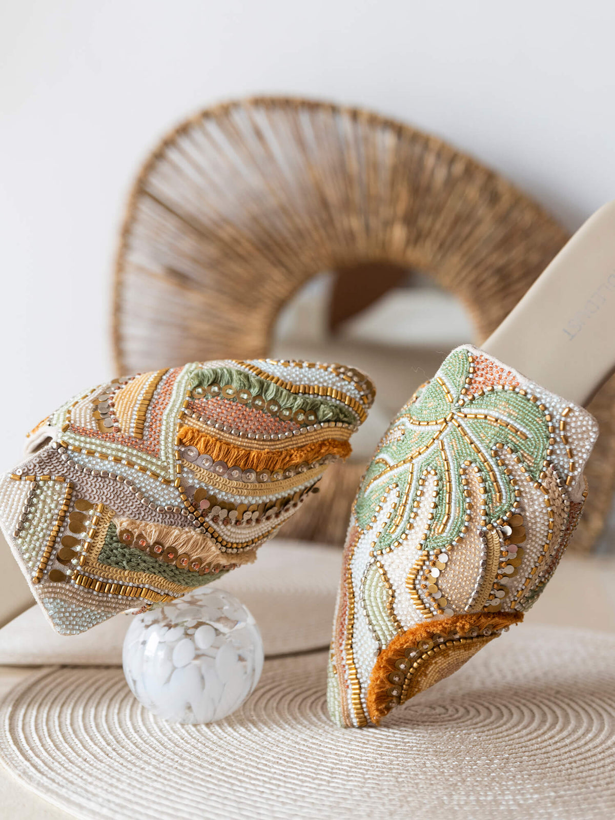 Embroidered mules on sale